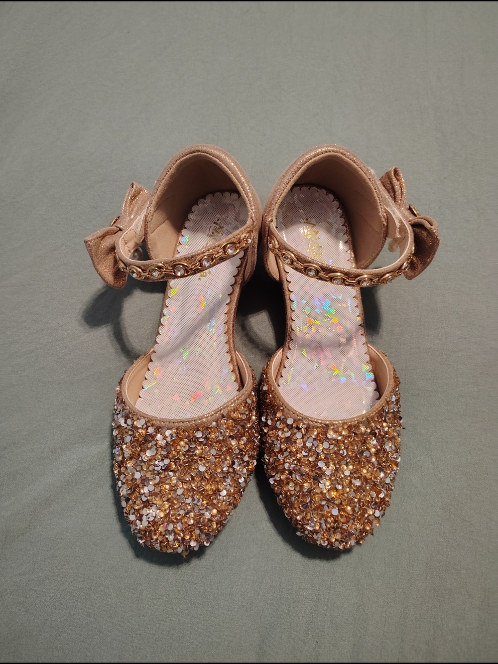 Girls' Sparkle Rose Gold Sequin Mary Jane Shoes